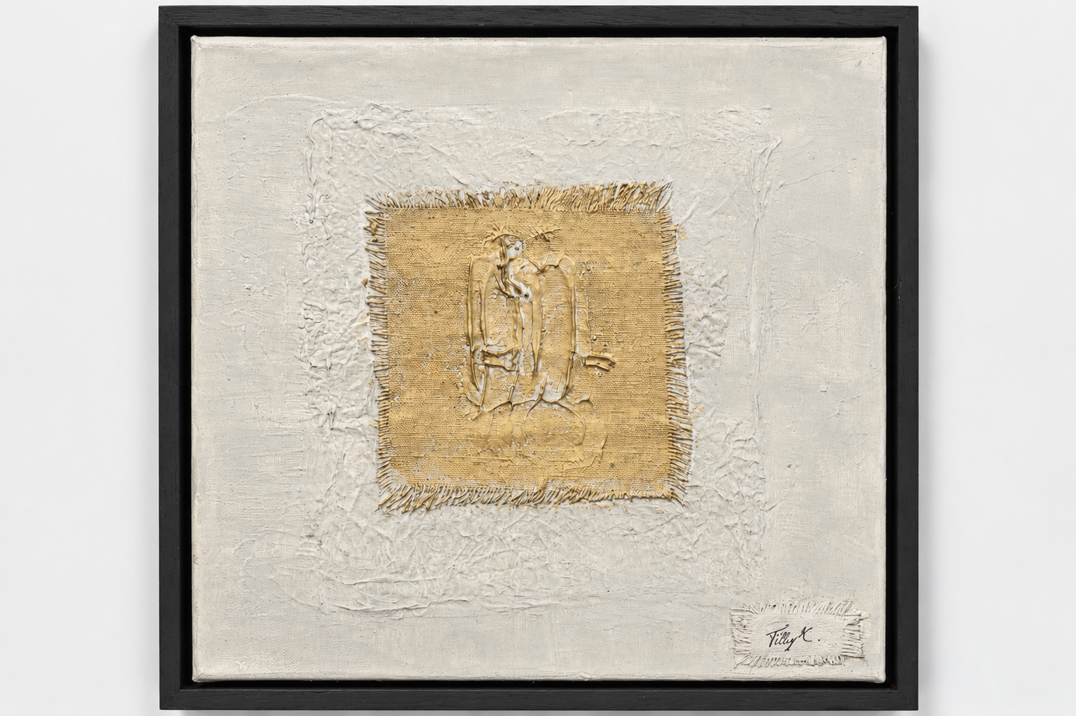 Bladgoud vierkant met figuur